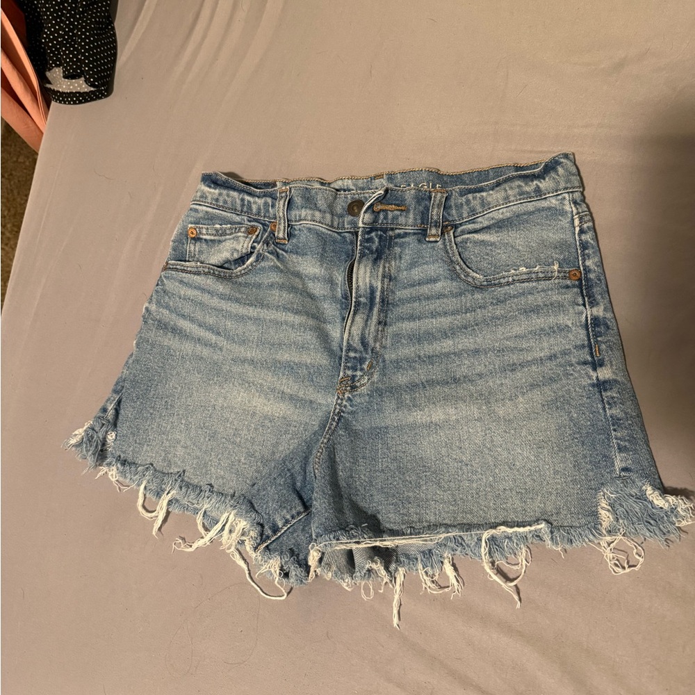 American Eagle Outfitters Light Blue Frayed Jean Shorts